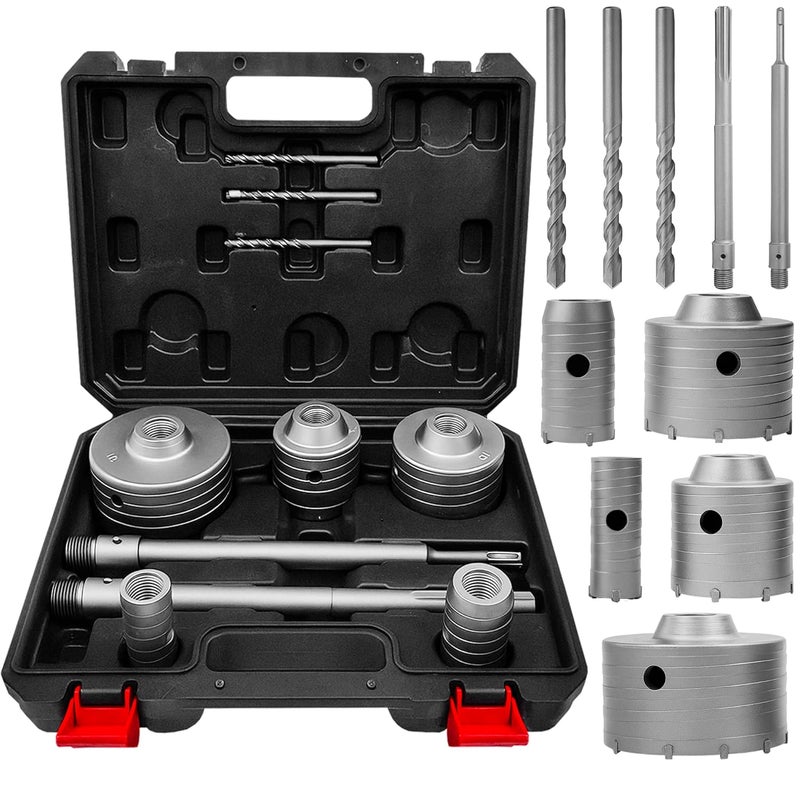 MonoPro 10-Pieces Concrete Hole Saw Kit with 3 Drill Bits and SDS Plus & Max Shank, Masonry Hole Saw Kit Size 30, 40, 65, 80, 100 MM for Brick, Block, Concrete Drilling. - Image 1